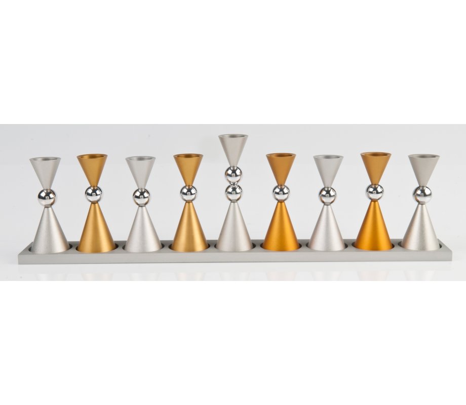 Agayof Anodized Aluminium Hourglass Hanukkah Menorah - Choice of Colors