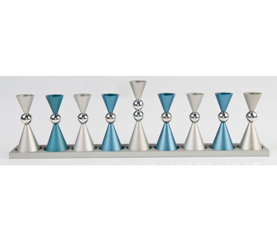 Agayof Anodized Aluminium Hourglass Hanukkah Menorah - Choice of Colors
