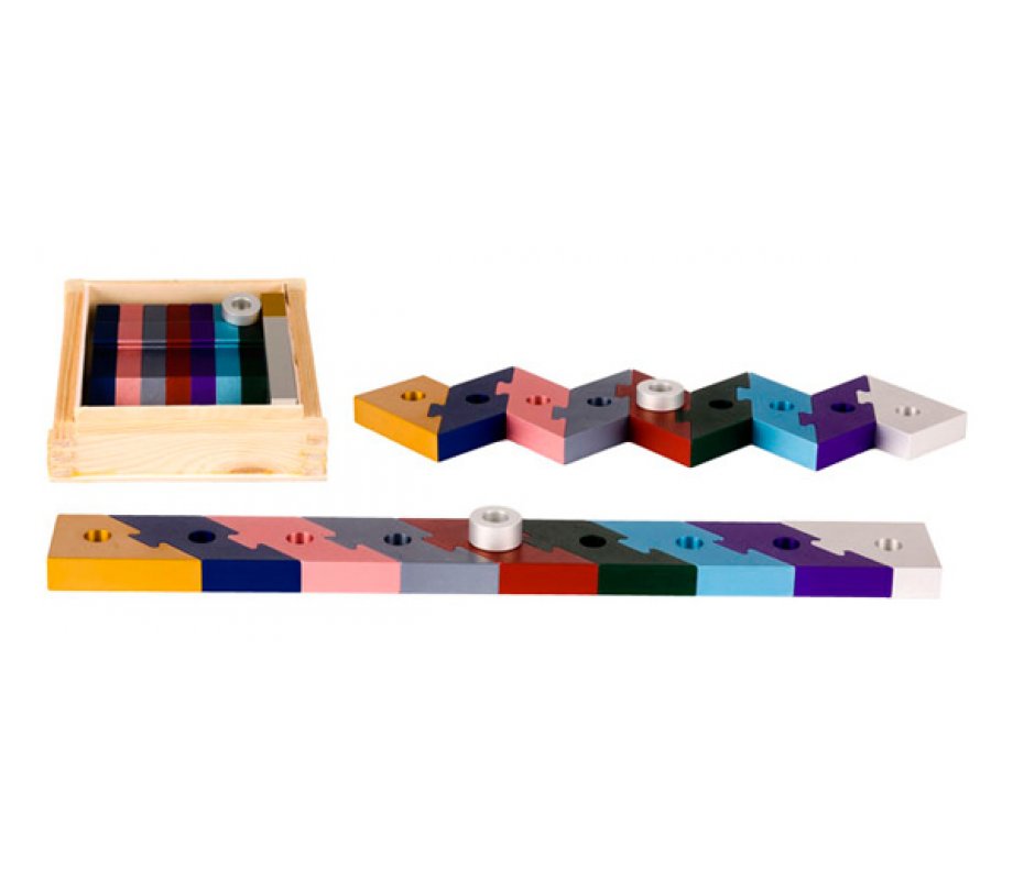 Agayof Compact Assemble Yourself Menorah, Puzzle Design - Colorful