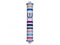 Agayof Cylinder Mezuzah Case with Bands and Curving Shin, Dark Colors  6 Inches