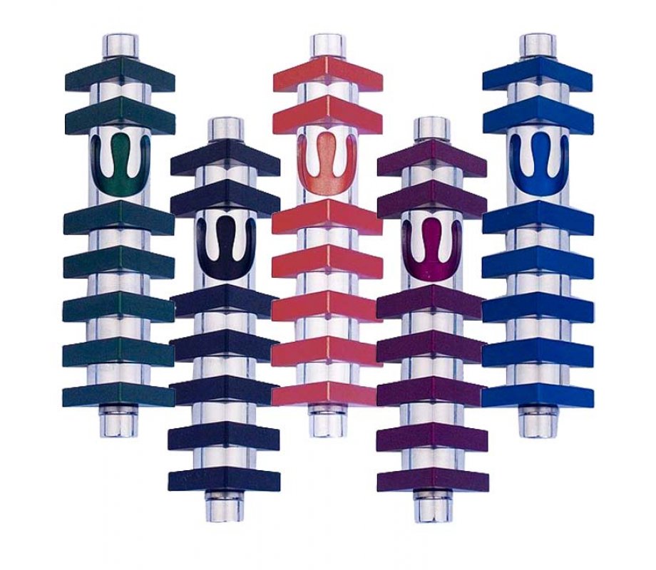 Agayof Cylinder Mezuzah Case with Triangles, Dark Colors - 4 Inches Height