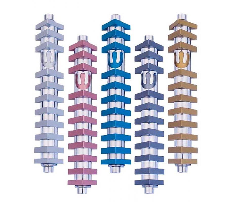 Agayof Cylinder Mezuzah Case with Triangles, Light Colors - 6 Inches Height