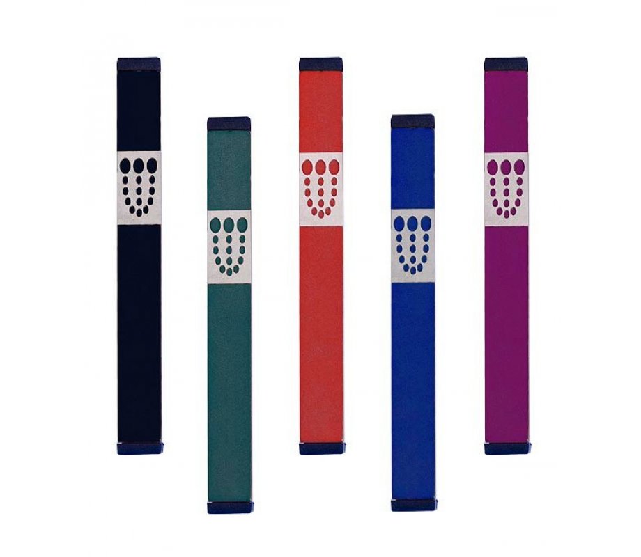 Agayof Mezuzah Case with Bubbly Dots Shin, Dark Colors - 6 Inches Height