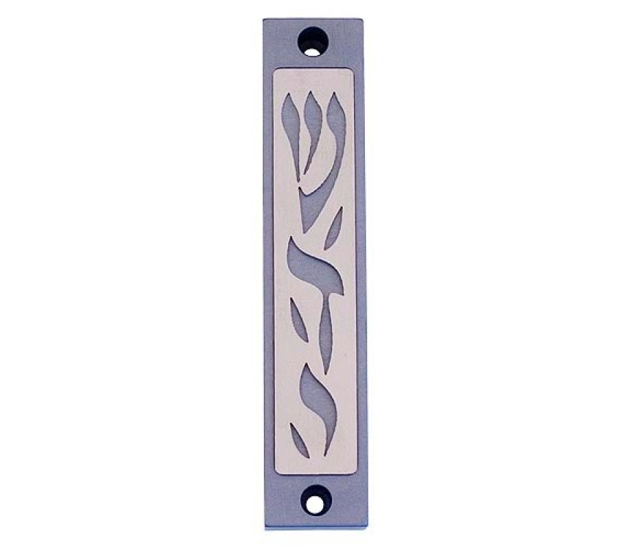 Agayof Mezuzah Case with Letters of Divine Name in Light Colors - 4 Inches Height