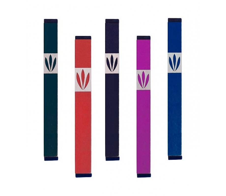 Agayof Mezuzah Case with Shin of Three Leaves, Dark Colors - 7 Inches Height