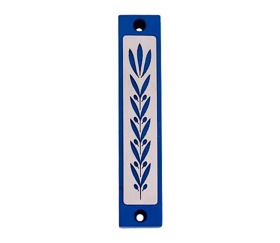 Agayof Mezuzah Case with Wheat Image in Dark Colors - 4 Inches