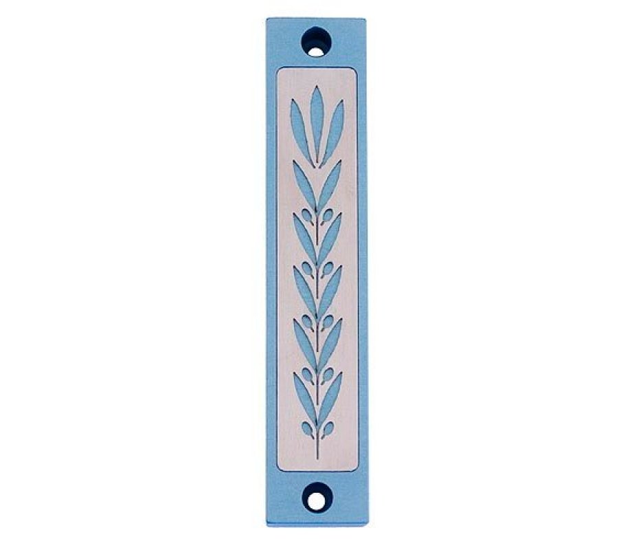 Agayof Mezuzah Case with Wheat Image in Light Colors - 4 Inches