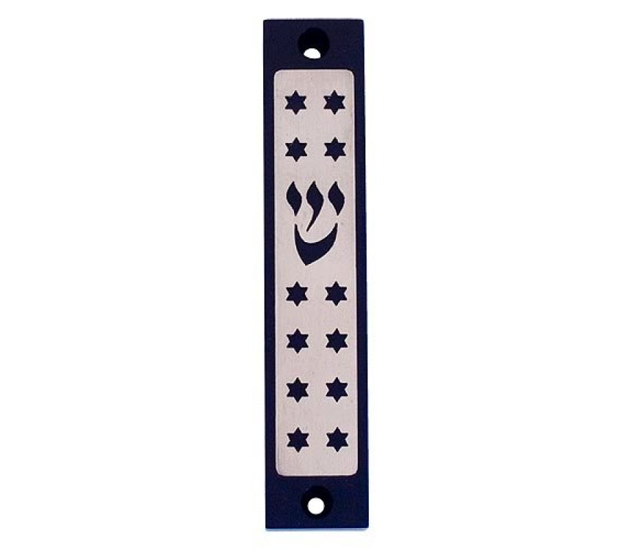 Agayof Mezuzah case, Twelve Stars of David in Dark Colors – 4 Inches Height