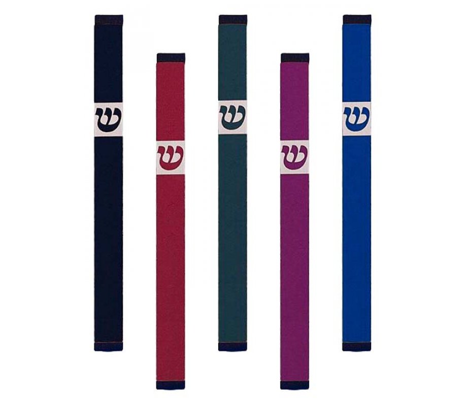 Agayof Pillar Mezuzah Case with Curving Shin, Dark Colors – 7 Inches Height