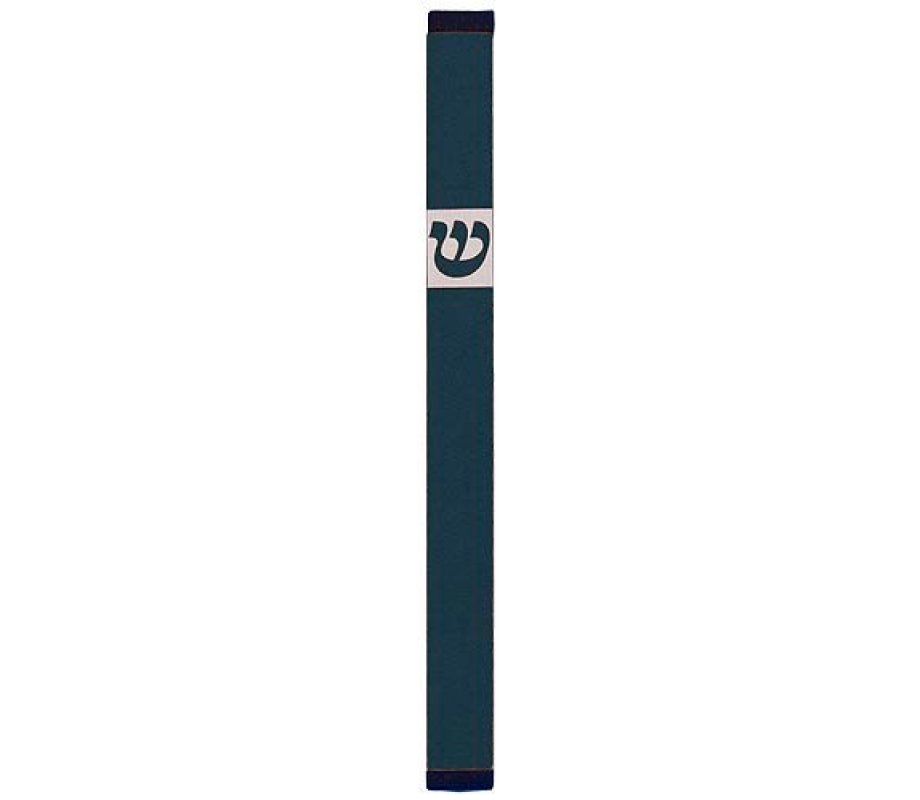 Agayof Pillar Mezuzah Case with Curving Shin, Dark Colors – 7 Inches Height