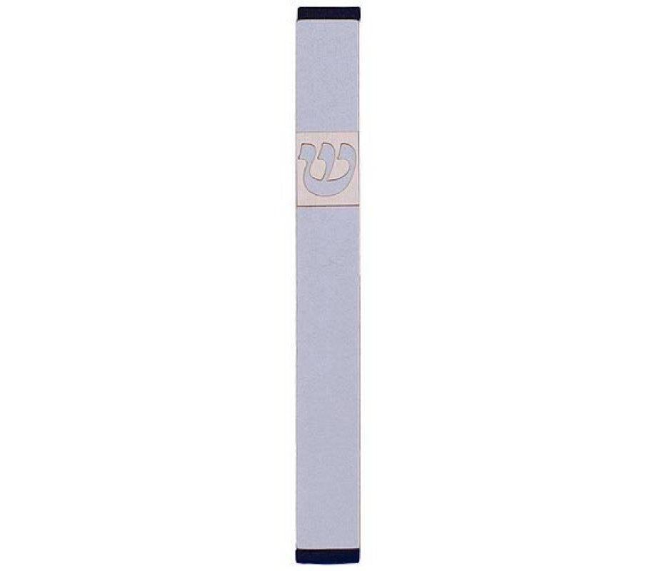 Agayof Pillar Mezuzah Case with Curving Shin, Light Colors - 5 Inches Height