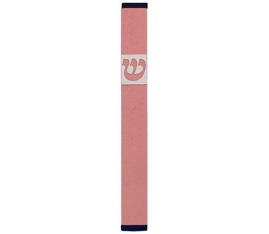 Agayof Pillar Mezuzah Case with Curving Shin, Light Colors - 5 Inches Height