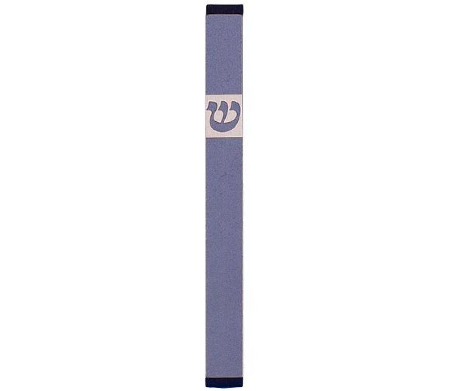 Agayof Pillar Mezuzah Case with Curving Shin, Light Colors - 6 Inches Height