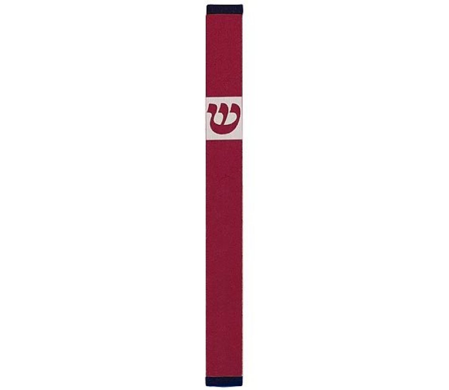 Agayof Pillar Mezuzah Case with Curving Shin, Light Colors - 6 Inches Height