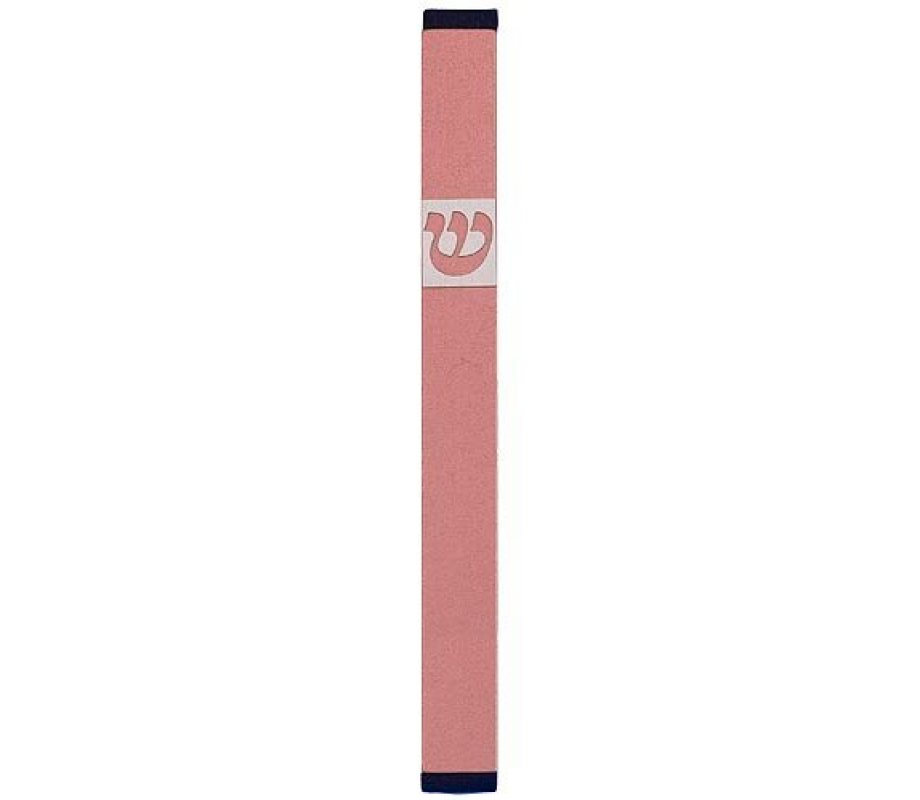 Agayof Pillar Mezuzah Case with Curving Shin, Light Colors - 6 Inches Height