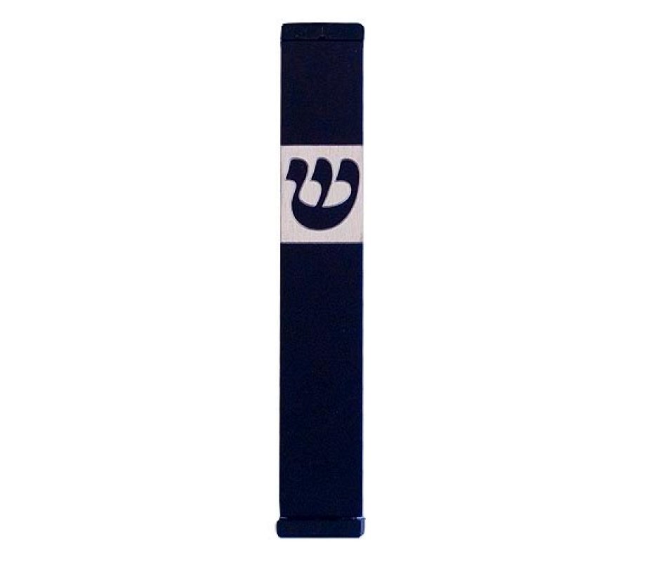 Agayof Pillar Mezuzah Case with Curving Shin in Dark Colors – 4 Inches Height