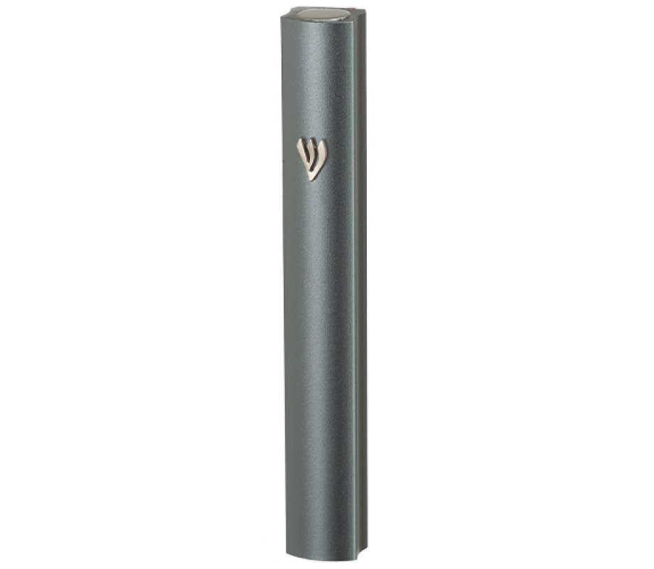 Aluminum Mezuzah Case with Side Channel - Dark Gray