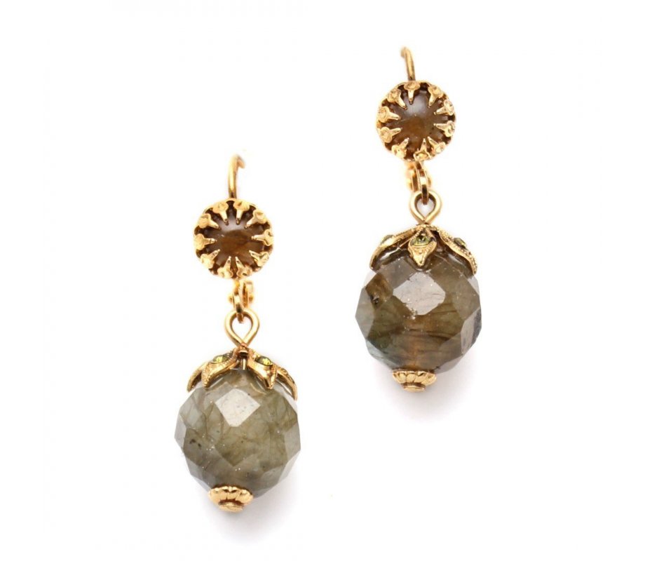 Amaro Handcrafted Autumn Mood Drop Earrings with Semi Precious Gems