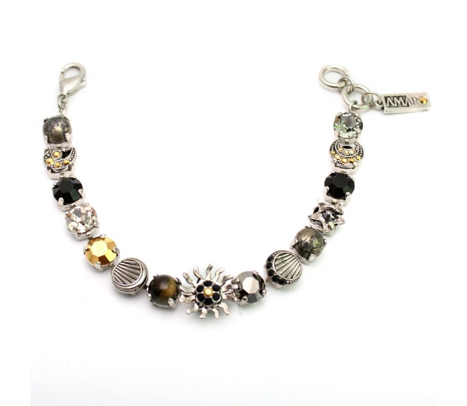 Amaro Handcrafted Bracelet, Silver and Semi-precious Stones and Crystals