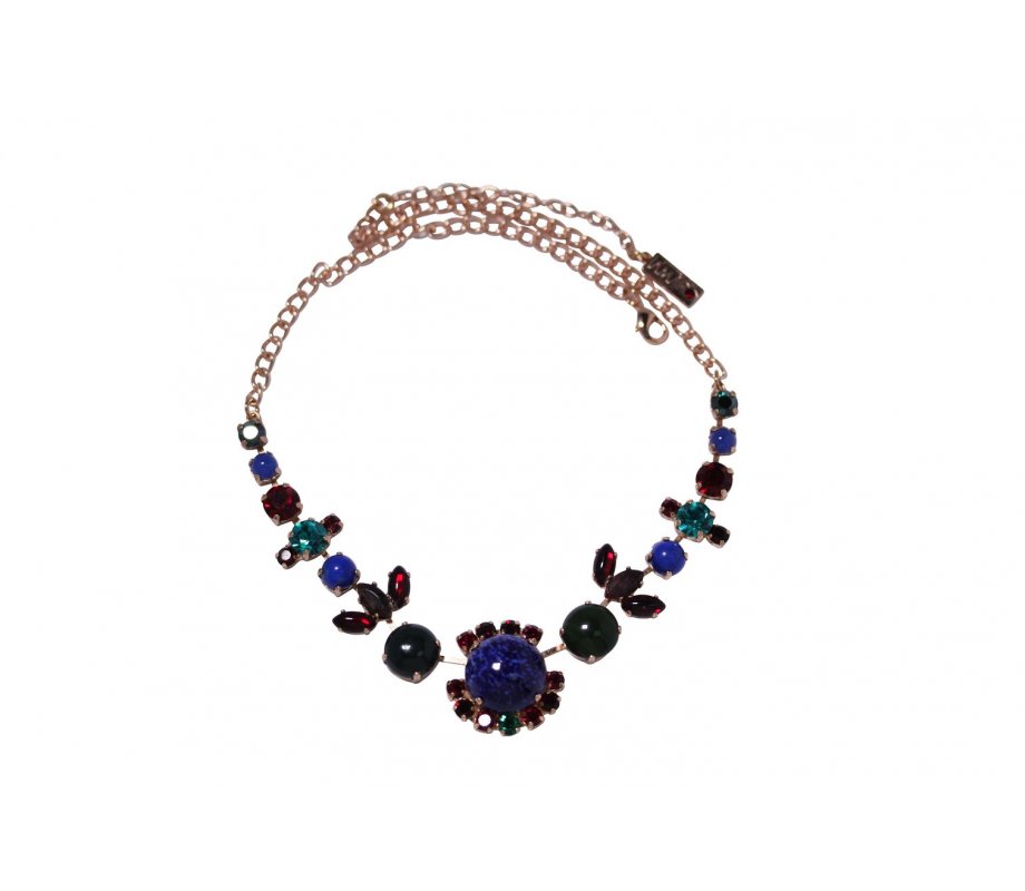 Amaro Handmade Necklace, Blue-Purple Precious Stones - From Crown Collection