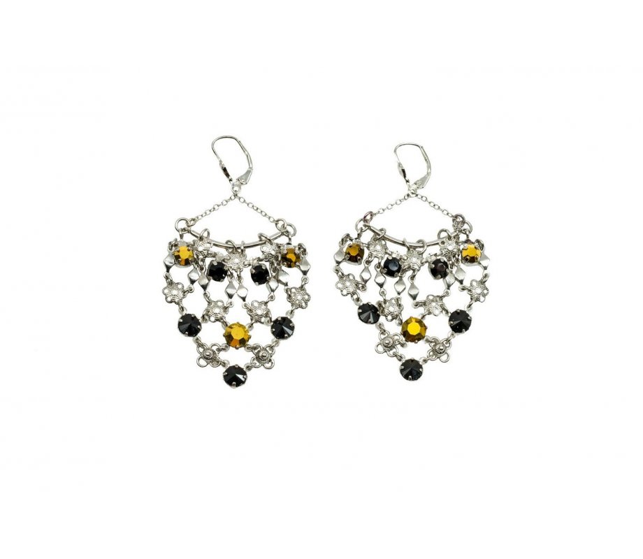 Amaro-Silver Plate Lace Earrings in Delicate Floral Filigree Design