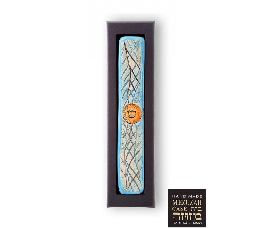 Art in Clay Handmade Ceramic Mezuzah Case - Date Branches