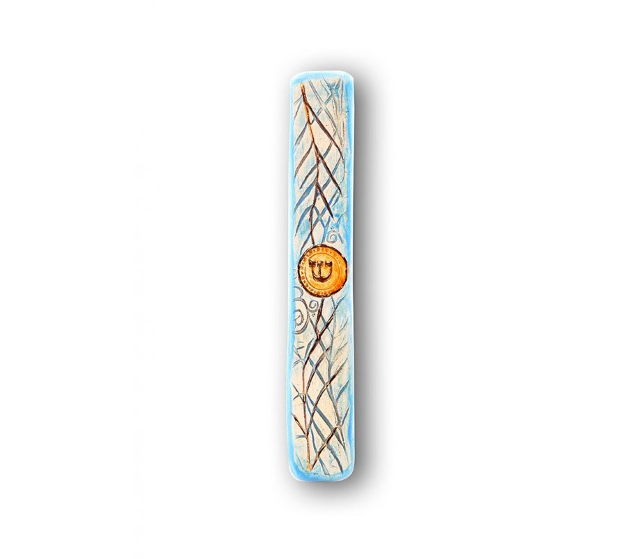 Art in Clay Handmade Ceramic Mezuzah Case - Date Branches