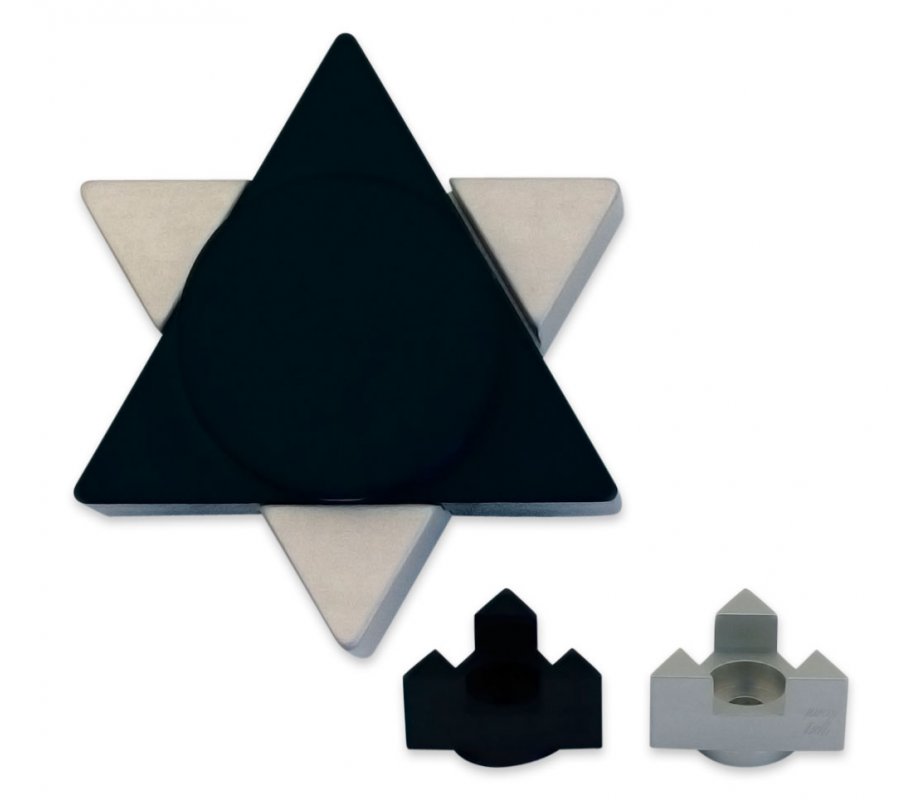 Avner Agayof Aluminum Travel Shabbat Candlesticks, Star of David - Black