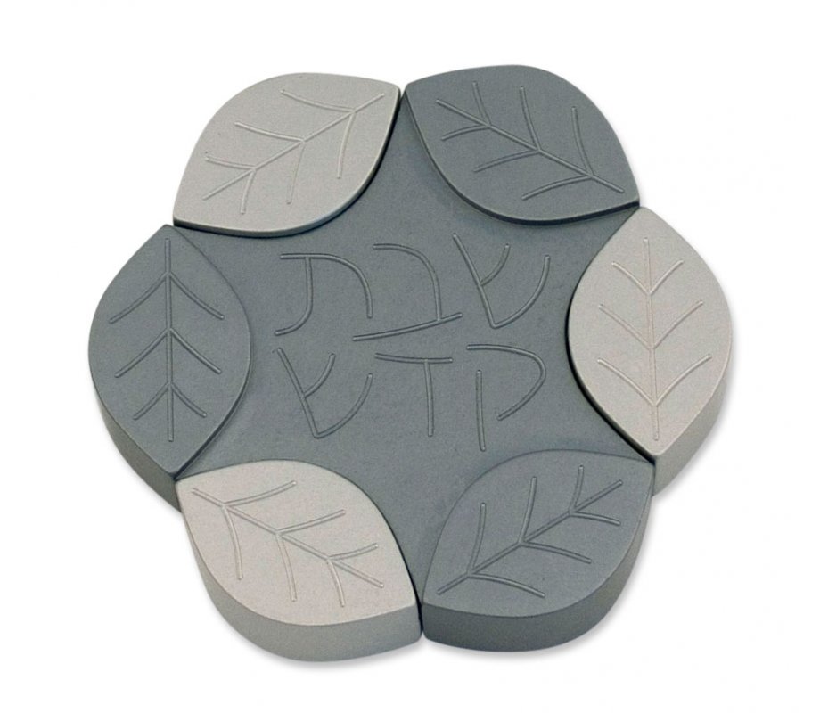 Avner Agayof Anodized Aluminum Travel Candle Holders, Leaf Collection - Gray