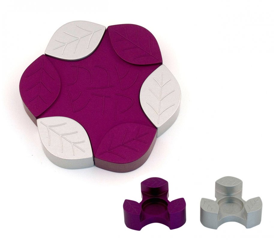 Avner Agayof Anodized Aluminum Travel Candle Holders, Leaf Collection - Purple