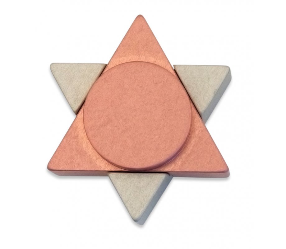 Avner Agayof Anodized Aluminum Travel Shabbat Candlesticks, Star of David - Pink