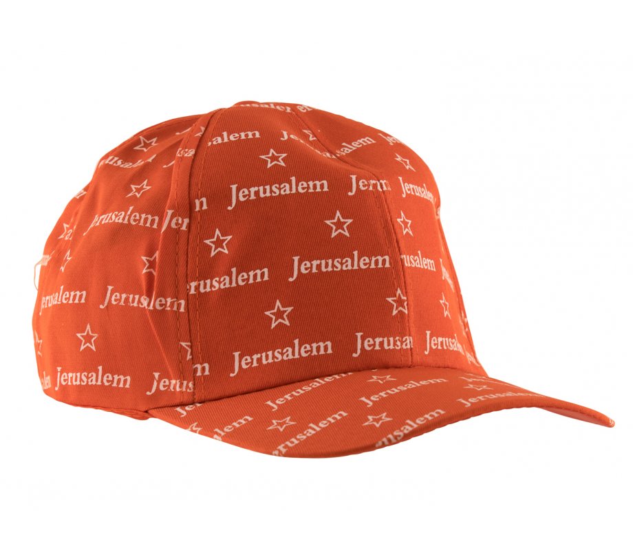 Baseball Cap with Jerusalem and Star of David Design - Red