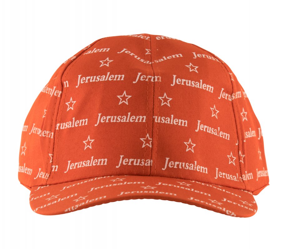 Baseball Cap with Jerusalem and Star of David Design - Red
