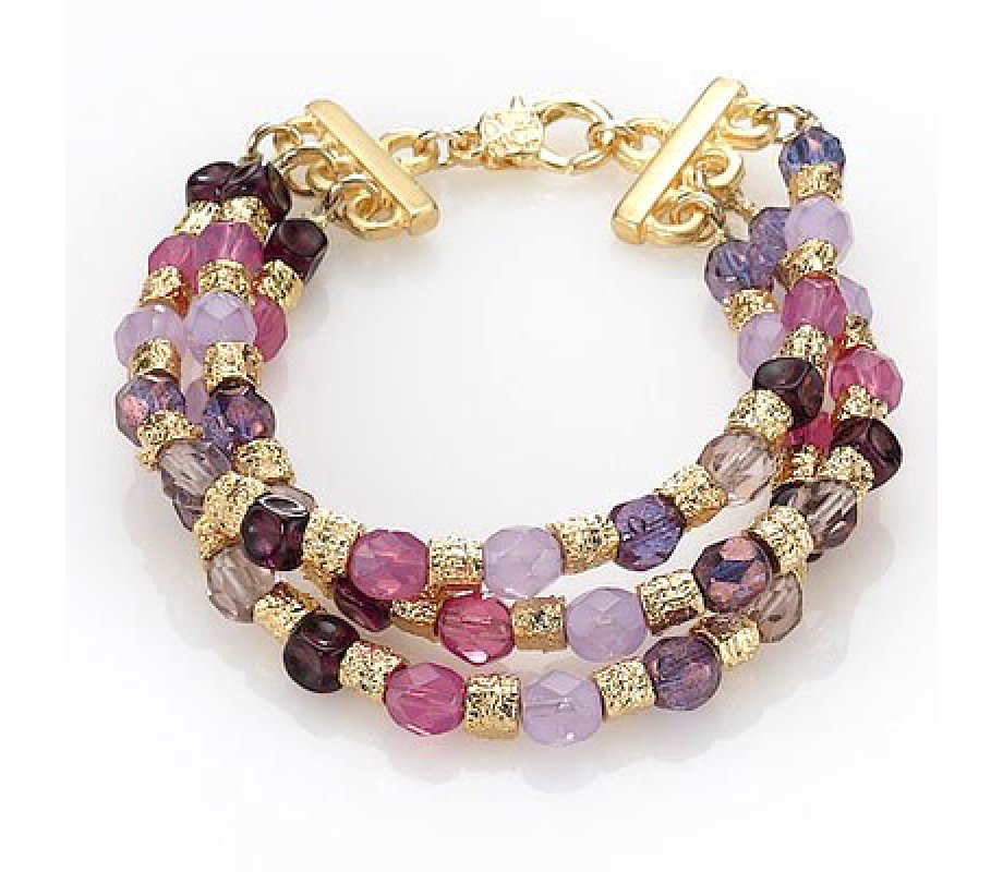 Bead Bracelet in Shades of Pink and Purple by Edita