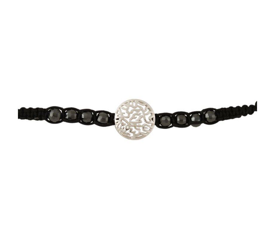 Black Bead Bracelet with Center Shema Charm