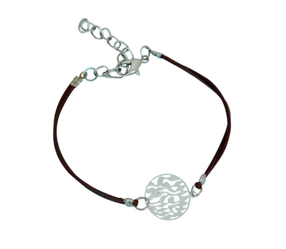 Black Cord Bracelet with Rhodium Shema Yisrael Pendant