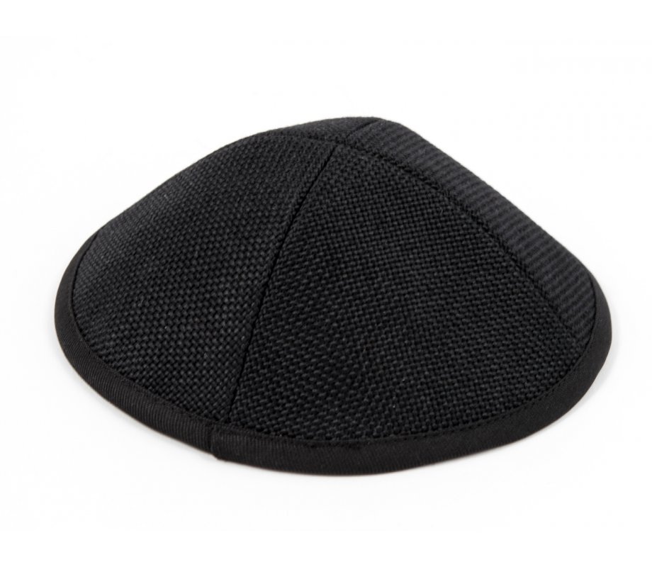 Black-Gray Fabric Kippah with Textured Design - Hidden Clip Inside