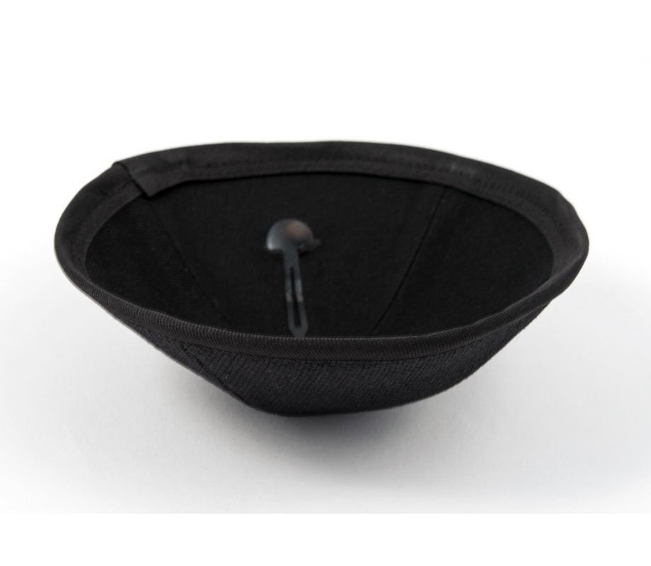 Black-Gray Fabric Kippah with Textured Design - Hidden Clip Inside