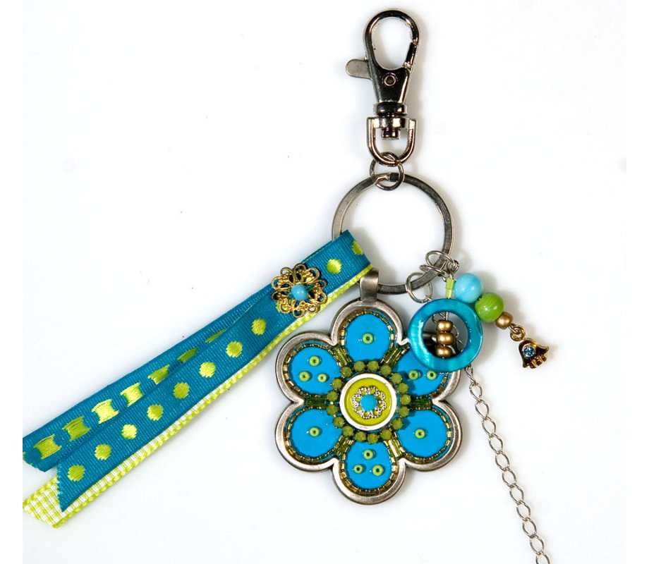 Blue Flower Keychain by Ester Shahaf