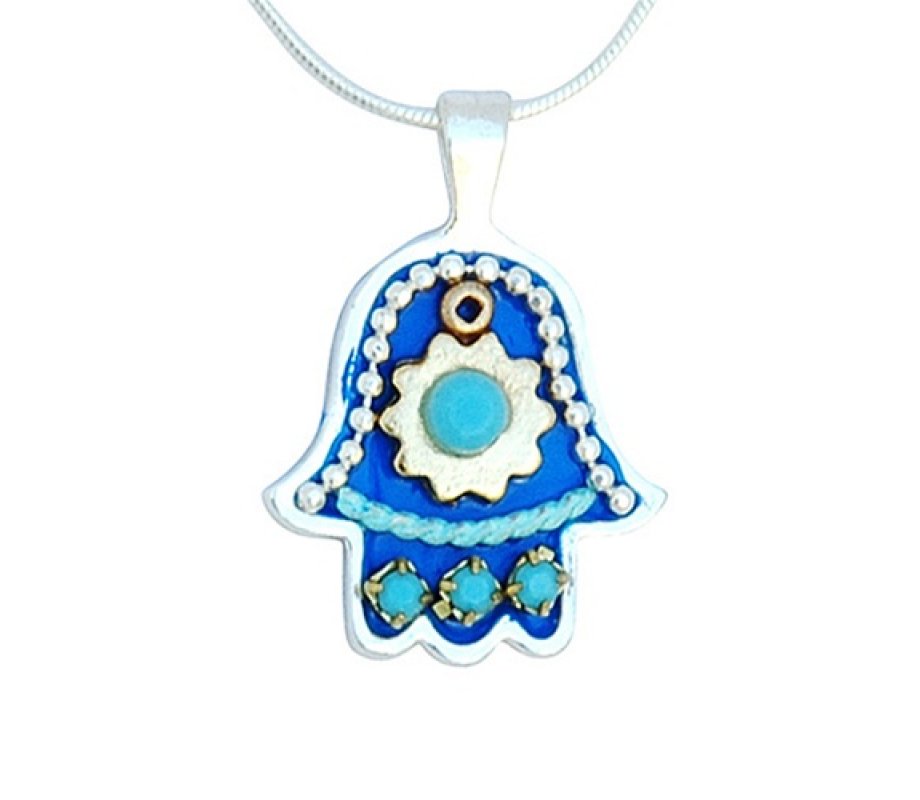 Blue Hamsa Pendant by Ester Shahaf