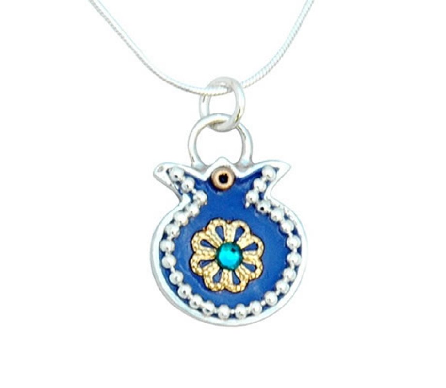 Blue Pomegranate Pendant by Ester Shahaf