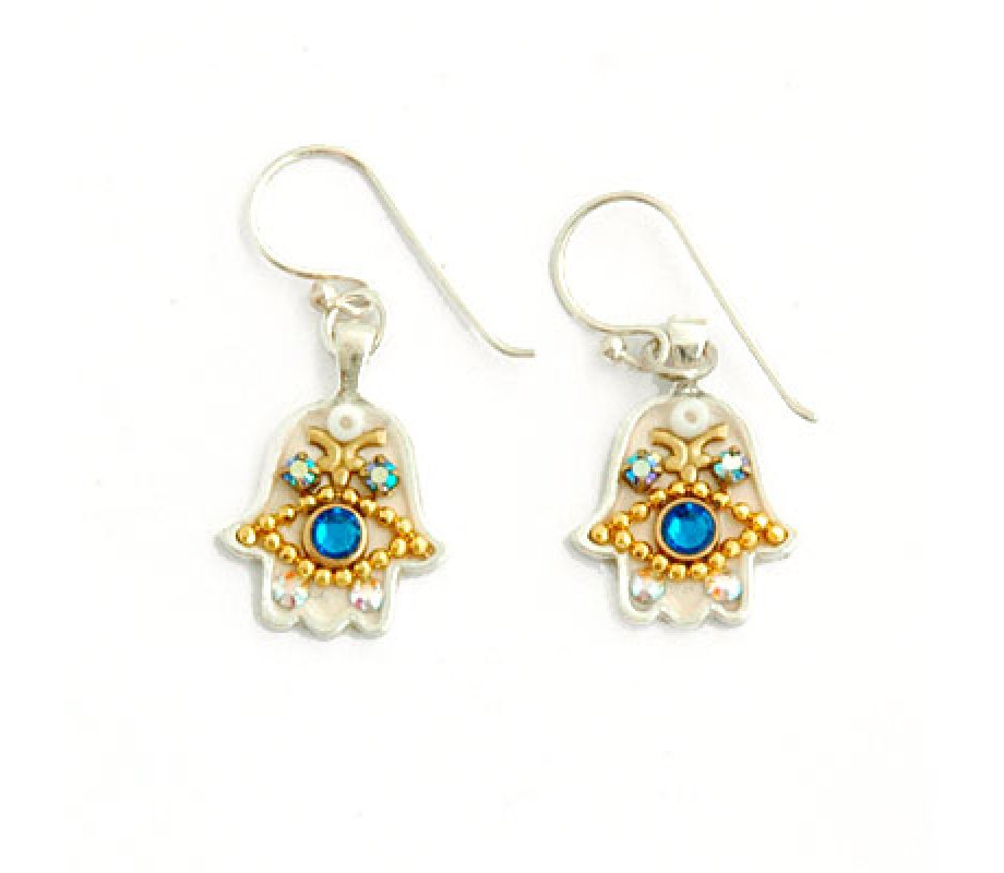 Blue Stone Hamsa Earrings by Ester Shahaf