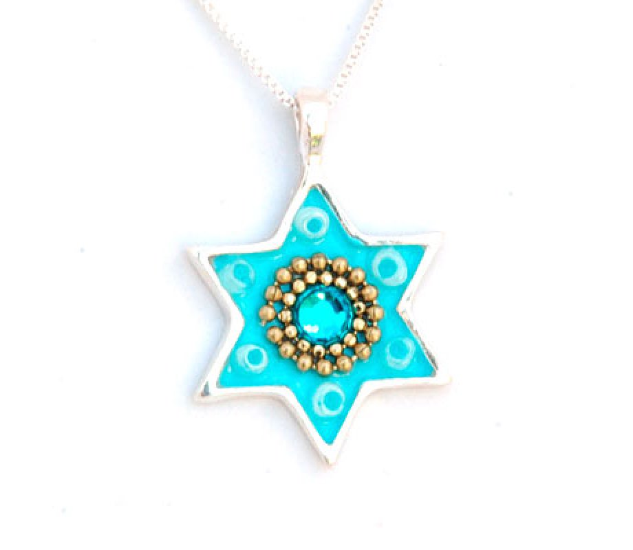 Bright Blue Silver Necklace by Ester Shahaf