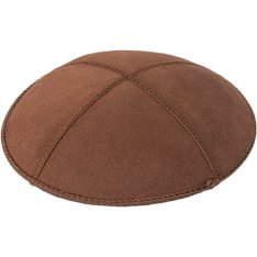 Brown Suede Kippah with Brown Trimming