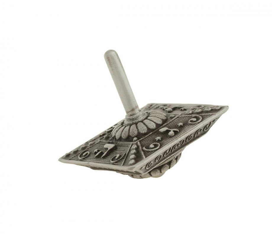 Cast Silver Chanukah Dreidel with the Four letters - Replica from Israel Museum