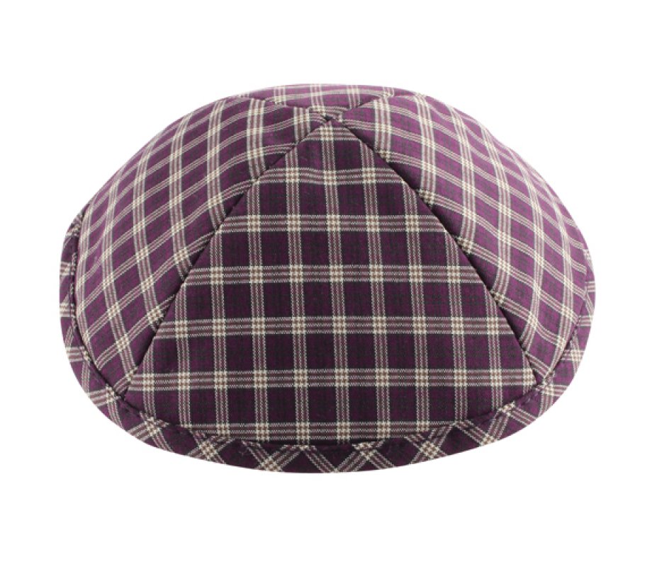 Checked Maroon Cloth Kippah