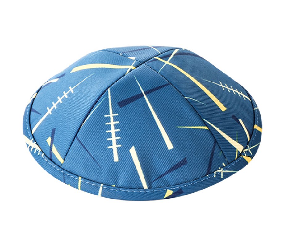 Children's Blue Design Flat Cloth Kippah