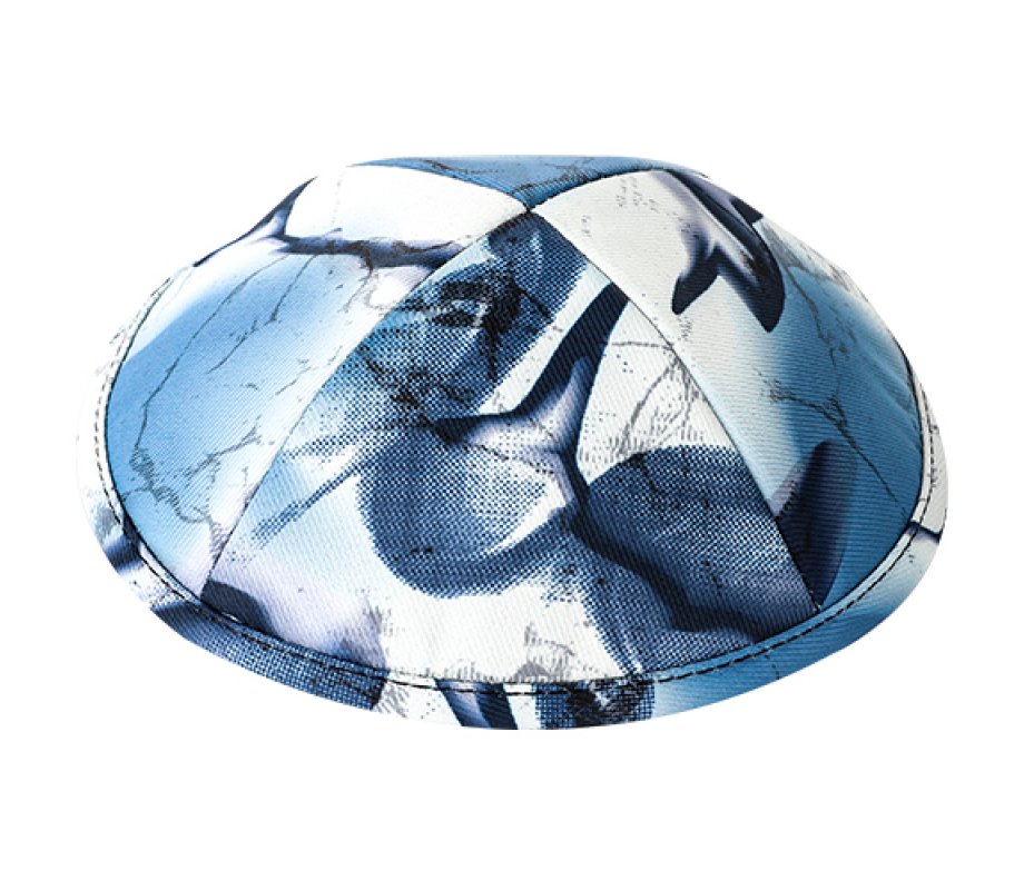 Children's Blue and White Tie Dye Design Flat Cloth Kippah