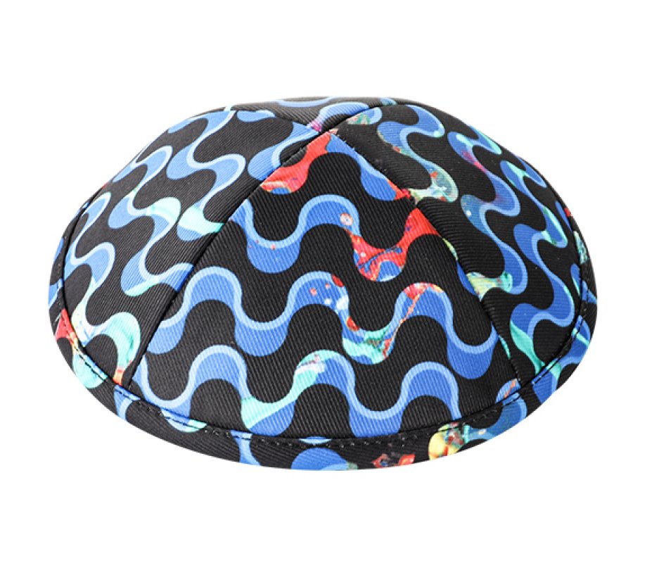 Children's Wave Design Flat Cloth Kippah