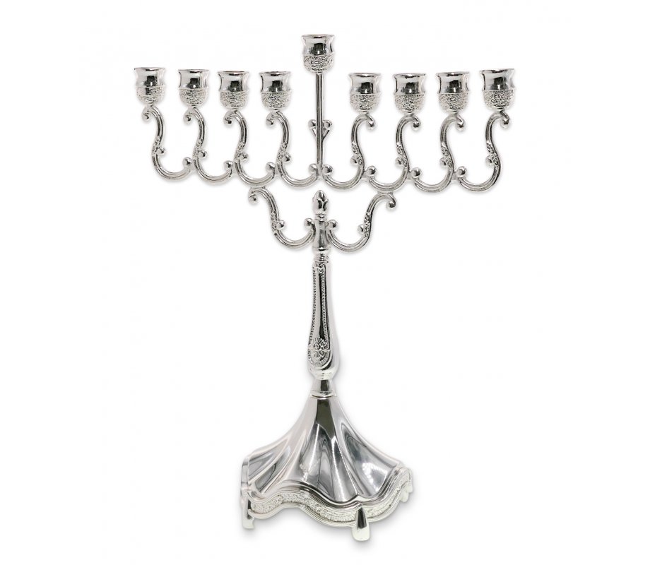 Classic Curved Chanukah Menorah for Candles, Silver - 8 Inches